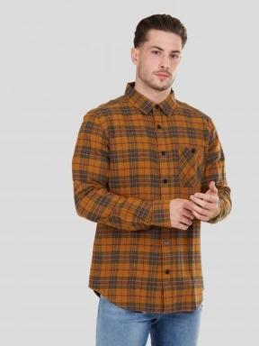 Fundango Harris Shirt férfi hosszú ujjú ing barna színben 1