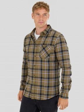 Fundango Harris Shirt férfi hosszú ujjú ing oliva színben 1