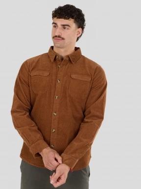 Fundango Oregon Corduroy Shirt férfi hosszú ujjú ing barna színben 1
