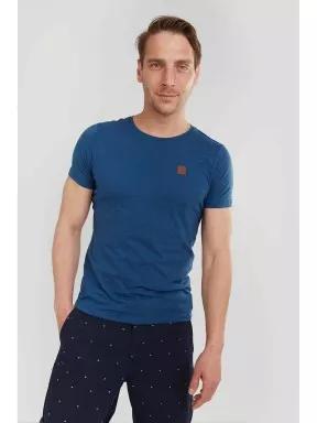 Fundango Jaggy Structured Tshirt férfi rövid ujjú póló sötétkék színben 1