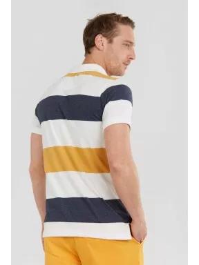 Fundango Incognito stripe Poloshirt férfi galléros póló fehér színben 3
