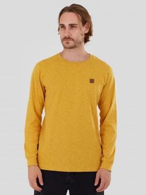 Fundango Justin Longsleeve T-shirt férfi hosszú ujjú póló sárga színben 1