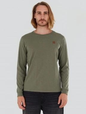 Fundango Justin Longsleeve T-shirt férfi hosszú ujjú póló zöld színben 1