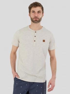 Fundango Phase Henley T-shirt férfi rövid ujjú póló homok színben 1