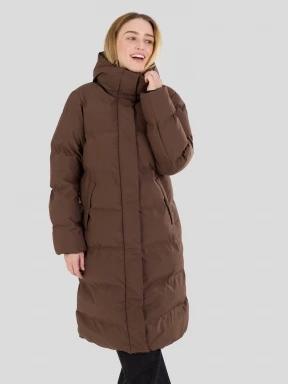 Fundango Cosycoat Long Padded Jacket női steppelt télikabát barna színben 1