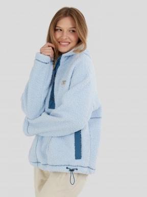 Fundango Juniper Pile Jacket női kapucnis pulóver világoskék színben 1