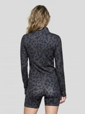 Fundango Flop Zip Up Top női hosszú ujjú sport póló fekete színben 3