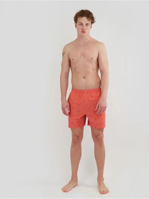 Fundango Bono Print Boardshort férfi fürdőnadrág piros színben 4