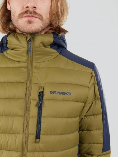 Fundango Matt Hooded Jacket férfi steppelt átmeneti kabát zöld színben 6