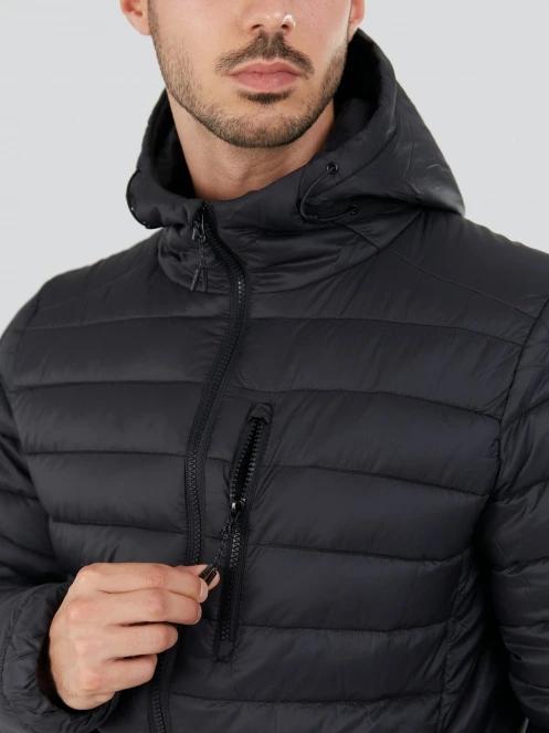 Fundango Matt Hooded Jacket férfi steppelt átmeneti kabát fekete színben 6