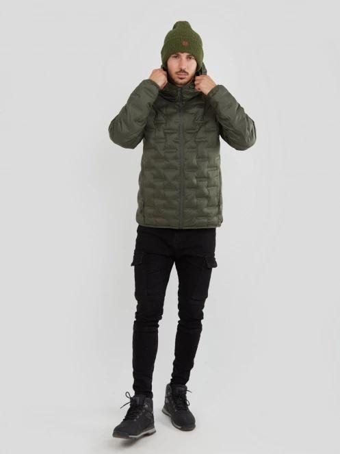 Fundango Smoke Hooded Jacket férfi utcai kabát oliva színben 4