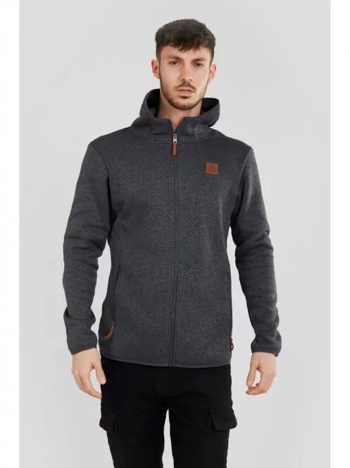 Fundango Obelix Hooded Fleece férfi kapucnis pulóver fekete színben 2