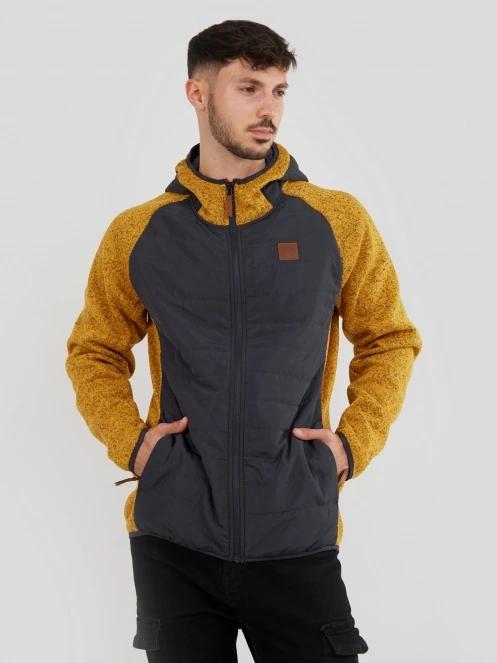 Fundango Obsidian Hybrid Jacket férfi polár pulóver barna színben 2