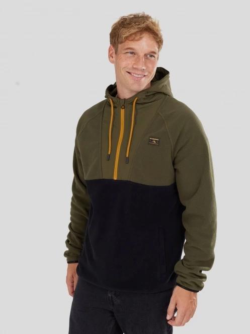 Fundango Carlos Fleece Pullover férfi kapucnis pulóver zöld színben 2