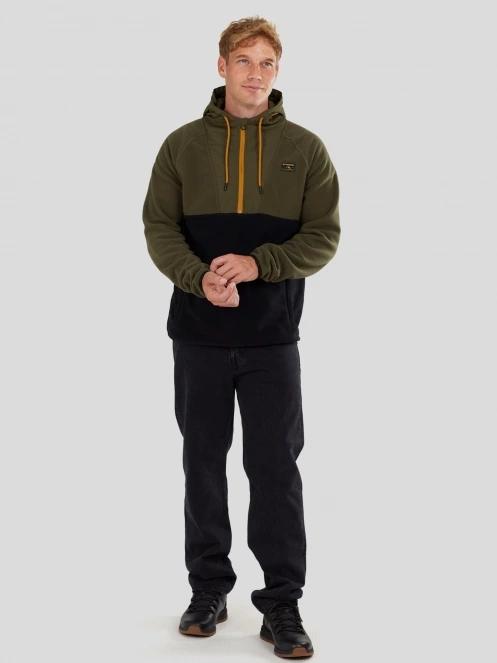 Fundango Carlos Fleece Pullover férfi kapucnis pulóver zöld színben 4