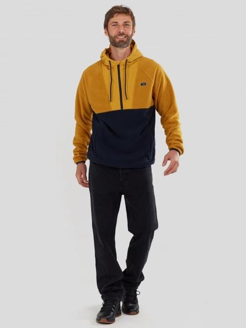 Fundango Carlos Fleece Pullover férfi kapucnis pulóver sárga színben 4