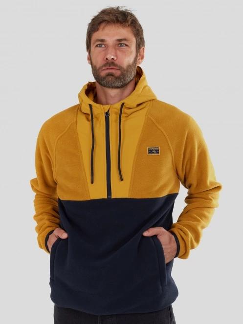 Fundango Carlos Fleece Pullover férfi kapucnis pulóver sárga színben 5