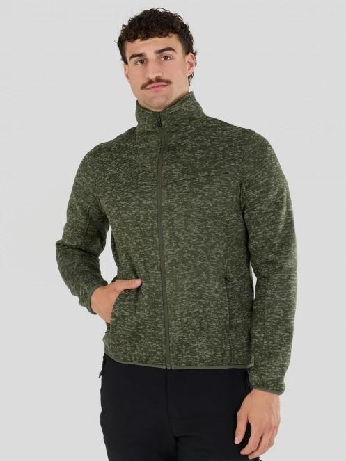 Fundango Cruz Knit Fleece Jacket férfi polár pulóver oliva színben 2