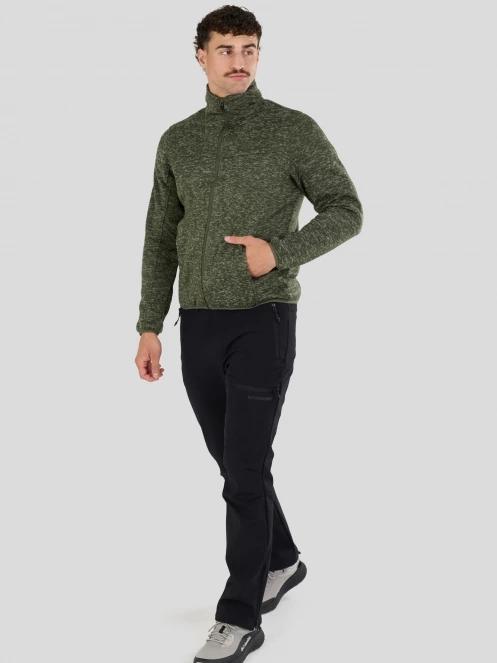 Fundango Cruz Knit Fleece Jacket férfi polár pulóver oliva színben 4