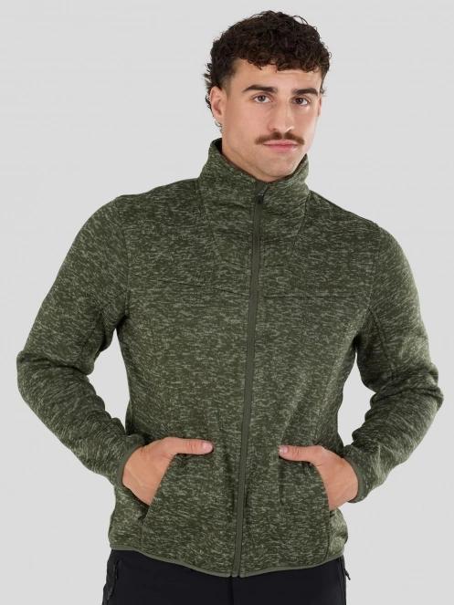 Fundango Cruz Knit Fleece Jacket férfi polár pulóver oliva színben 6