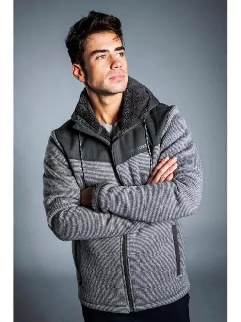 Fundango ASHFORD Insulated Fleece Jacket férfi kapucnis pulóver szürke színben 2