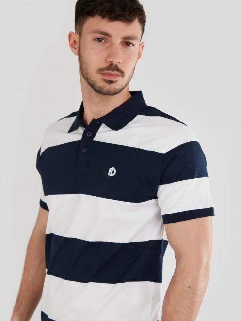 Fundango Incognito Stripe Poloshirt férfi galléros póló sötétkék színben 5