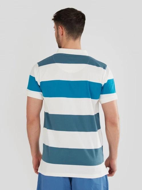 Fundango Incognito Stripe Poloshirt férfi galléros póló kék színben 3