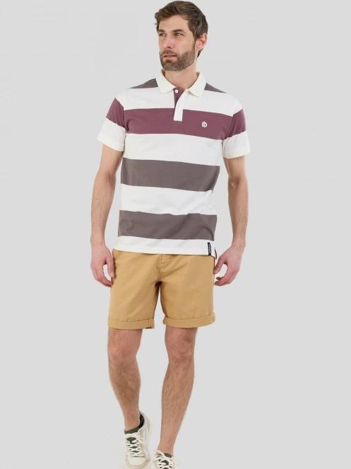 Fundango Incognito Stripe Poloshirt férfi galléros póló barna színben 4