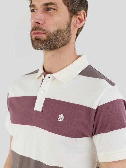 Fundango Incognito Stripe Poloshirt férfi galléros póló barna színben 5