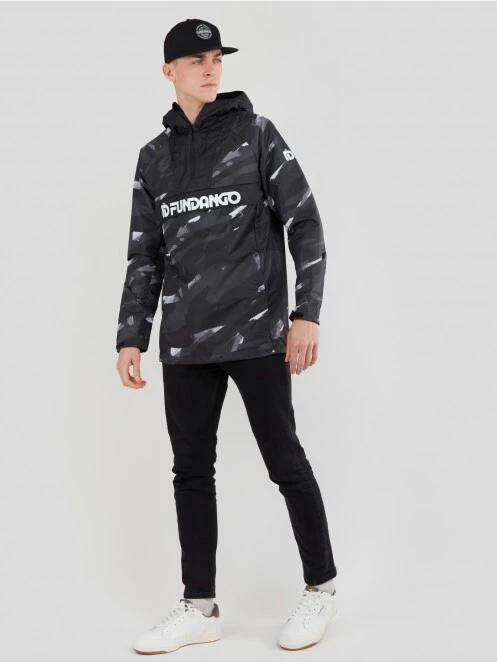 Fundango Salmo Logo Anorak férfi esőkabát fekete színben 4