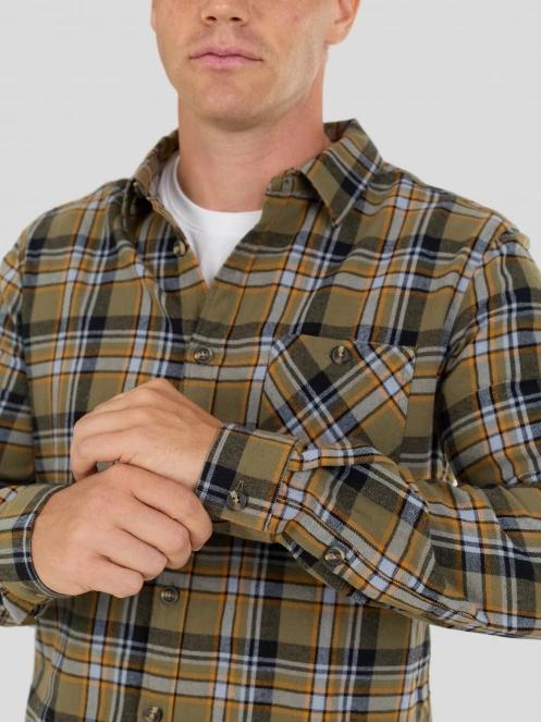 Fundango Harris Shirt férfi hosszú ujjú ing oliva színben 6