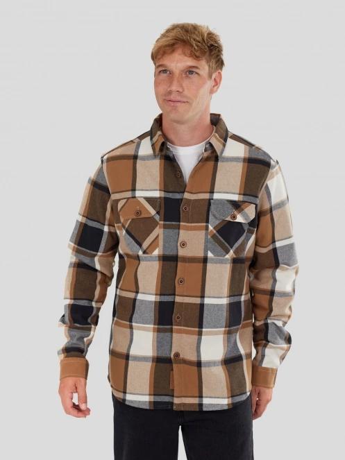 Fundango Roddy Lined Shirt férfi ingkabát barna színben 2