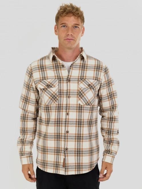Fundango Roddy Lined Shirt férfi ingkabát homok színben 5