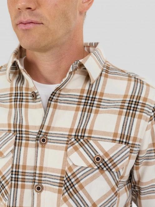 Fundango Roddy Lined Shirt férfi ingkabát homok színben 7