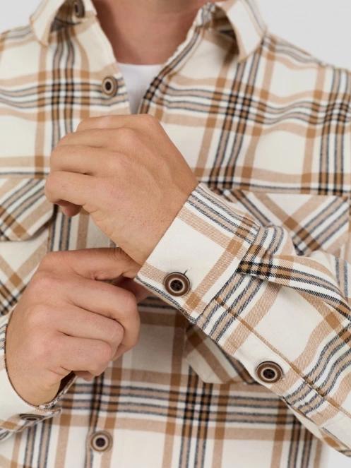 Fundango Roddy Lined Shirt férfi ingkabát homok színben 8