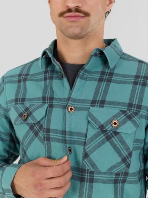 Fundango Roddy Lined Shirt férfi ingkabát zöld színben 7