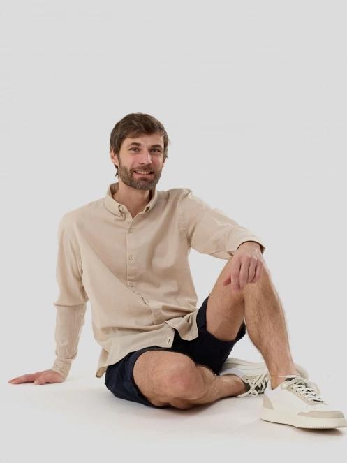 Fundango Ronan Shirt férfi hosszú ujjú ing homok színben 5