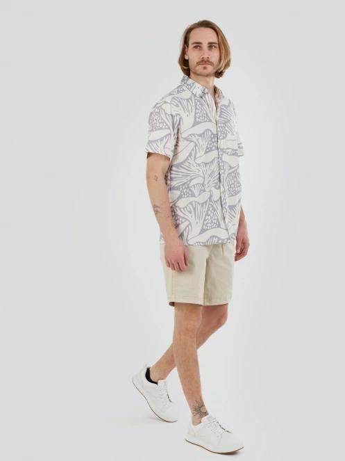 Fundango Chase Shirt férfi rövid ujjú ing homok színben 4