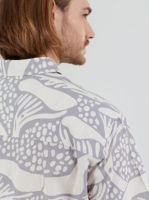 Fundango Chase Shirt férfi rövid ujjú ing homok színben 5
