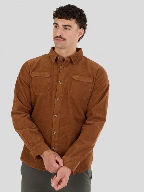 Fundango Oregon Corduroy Shirt férfi hosszú ujjú ing barna színben 2