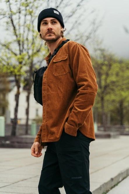 Fundango Oregon Corduroy Shirt férfi hosszú ujjú ing barna színben 10