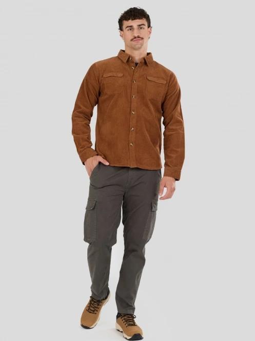 Fundango Oregon Corduroy Shirt férfi hosszú ujjú ing barna színben 4