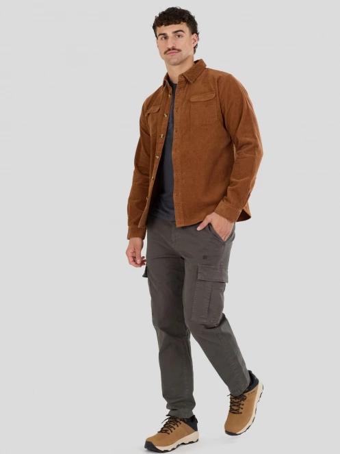 Fundango Oregon Corduroy Shirt férfi hosszú ujjú ing barna színben 5