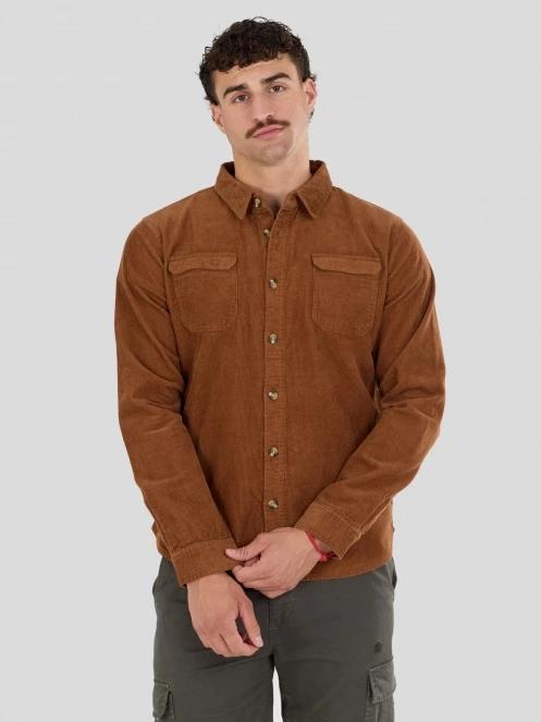 Fundango Oregon Corduroy Shirt férfi hosszú ujjú ing barna színben 6