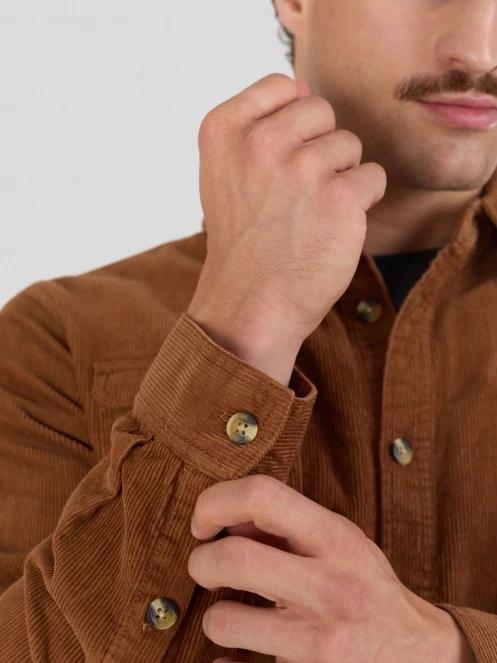 Fundango Oregon Corduroy Shirt férfi hosszú ujjú ing barna színben 9