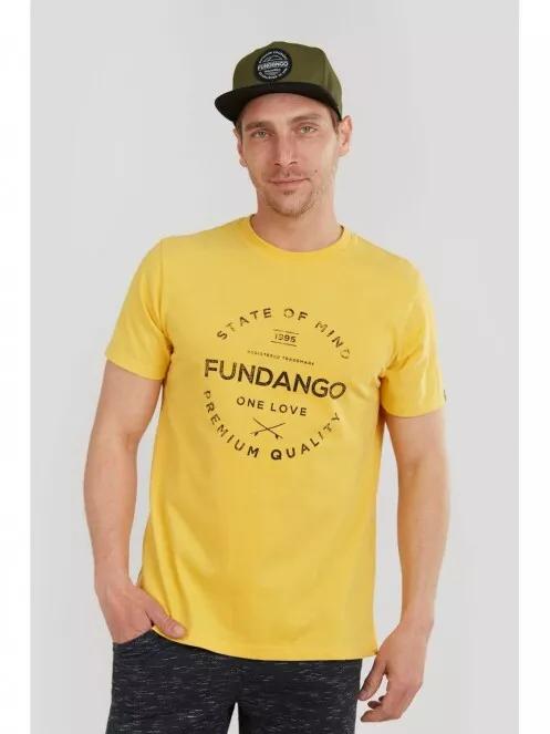 Fundango Basic T Logo-2 T-shirt férfi rövid ujjú póló sárga színben 2