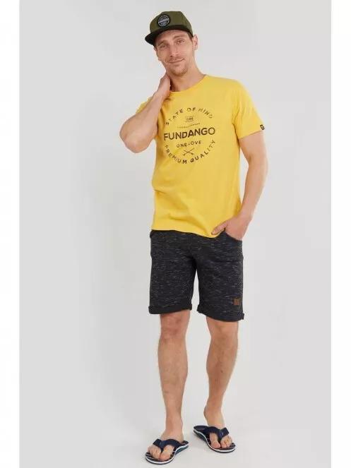 Fundango Basic T Logo-2 T-shirt férfi rövid ujjú póló sárga színben 5
