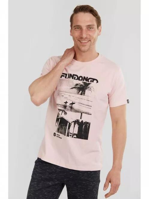 Fundango Basic T Logo-6 T-shirt férfi rövid ujjú póló rózsaszín színben 2