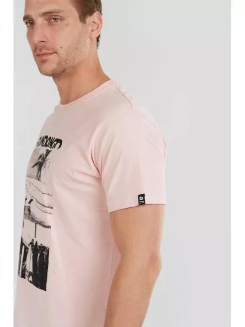 Fundango Basic T Logo-6 T-shirt férfi rövid ujjú póló rózsaszín színben 4