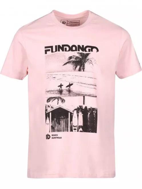 Fundango Basic T Logo-6 T-shirt férfi rövid ujjú póló rózsaszín színben 5